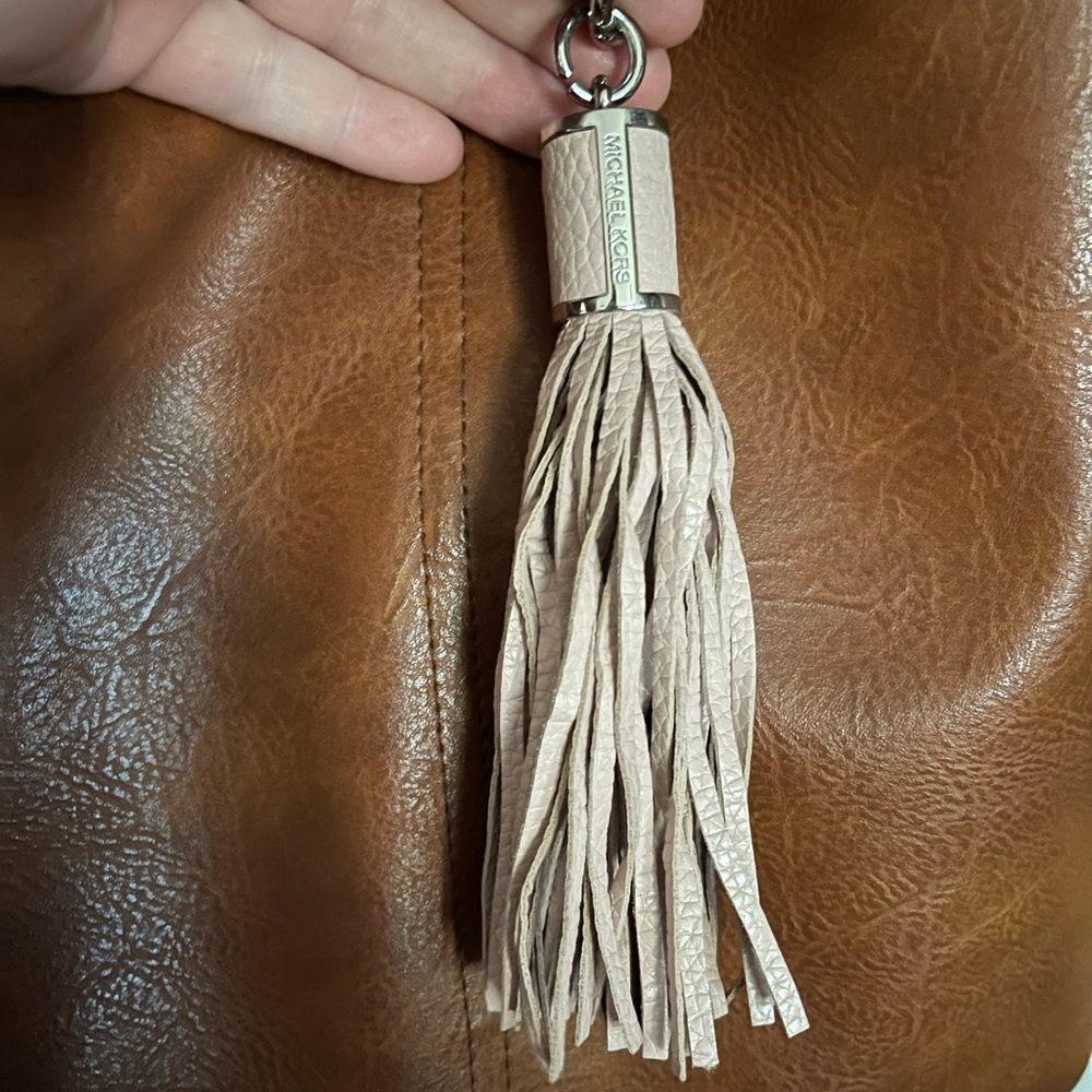 Pink Michael Kor Leather Tassel Keyring